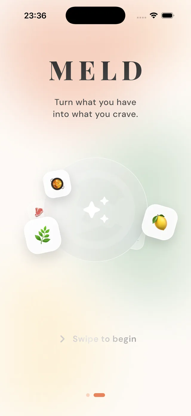 MELD app welcome screen on iPhone